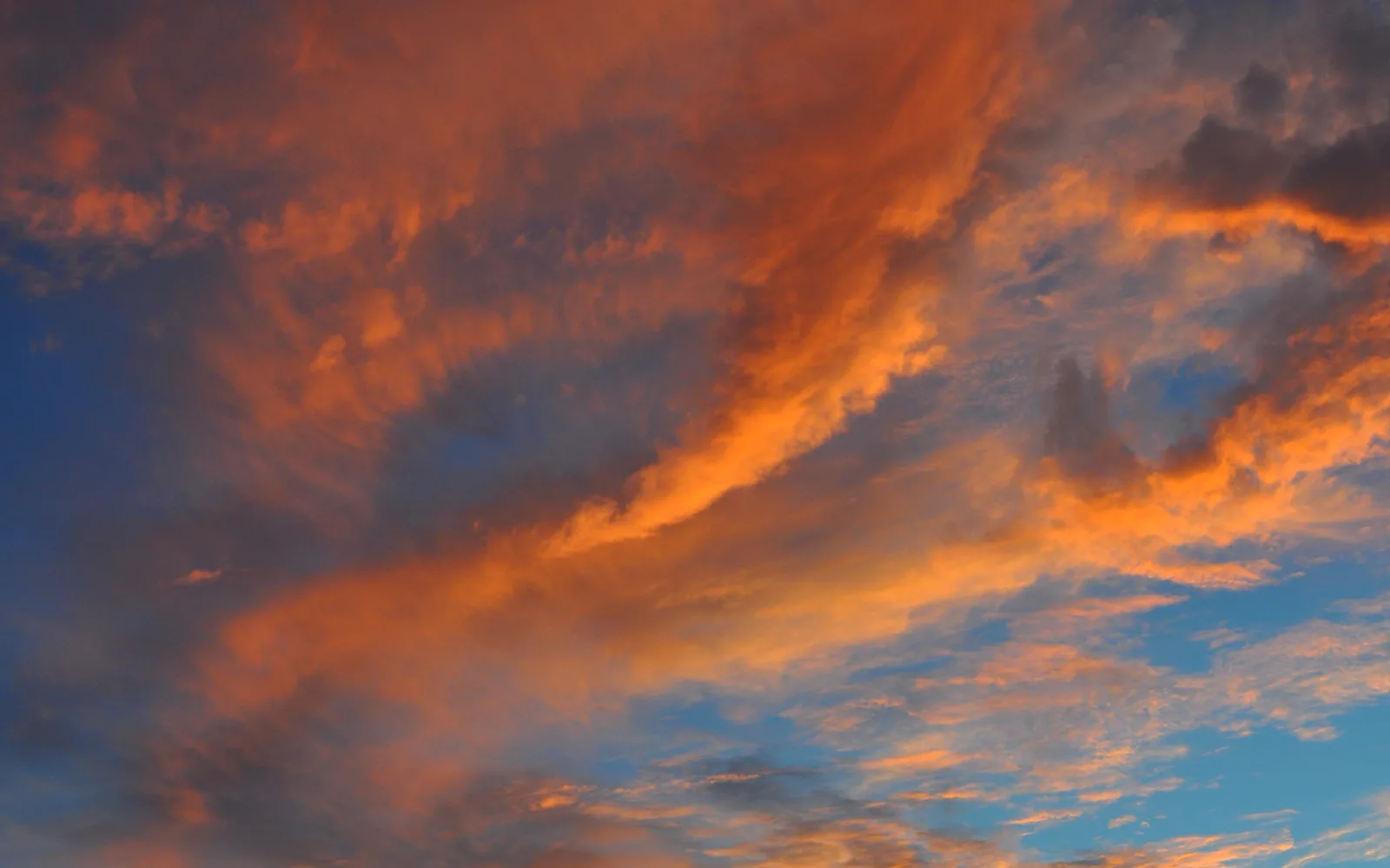 Evening twilight sky with dramatic lighting over the Mojave Desert landscape